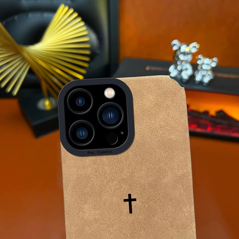 Bible Cross Leather Phone Case Is Suitable for Iphone 17 Air 16 15 14 13 12 11 Pro Max plus X XS Max, with a Comfortable Leather Feel and Suitable for Autumn and Winter anti Fall, Shockproof and anti Slip Protective Cover-Zq48