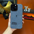 Bible Cross Leather Phone Case Is Suitable for Iphone 17 Air 16 15 14 13 12 11 Pro Max plus X XS Max, with a Comfortable Leather Feel and Suitable for Autumn and Winter anti Fall, Shockproof and anti Slip Protective Cover-Zq48